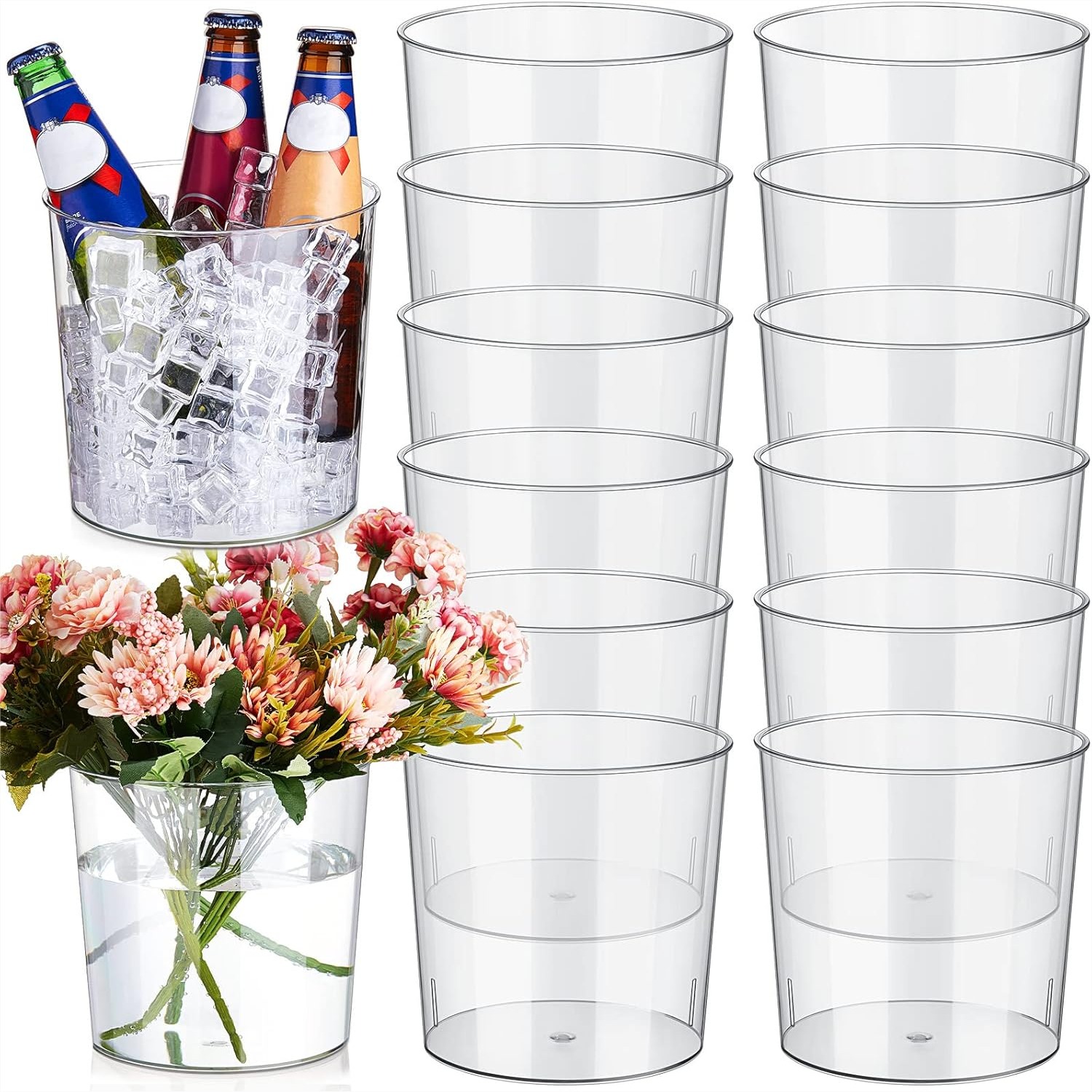 Wine Beer Images - 12 Clear Plastic Ice Buckets 6L