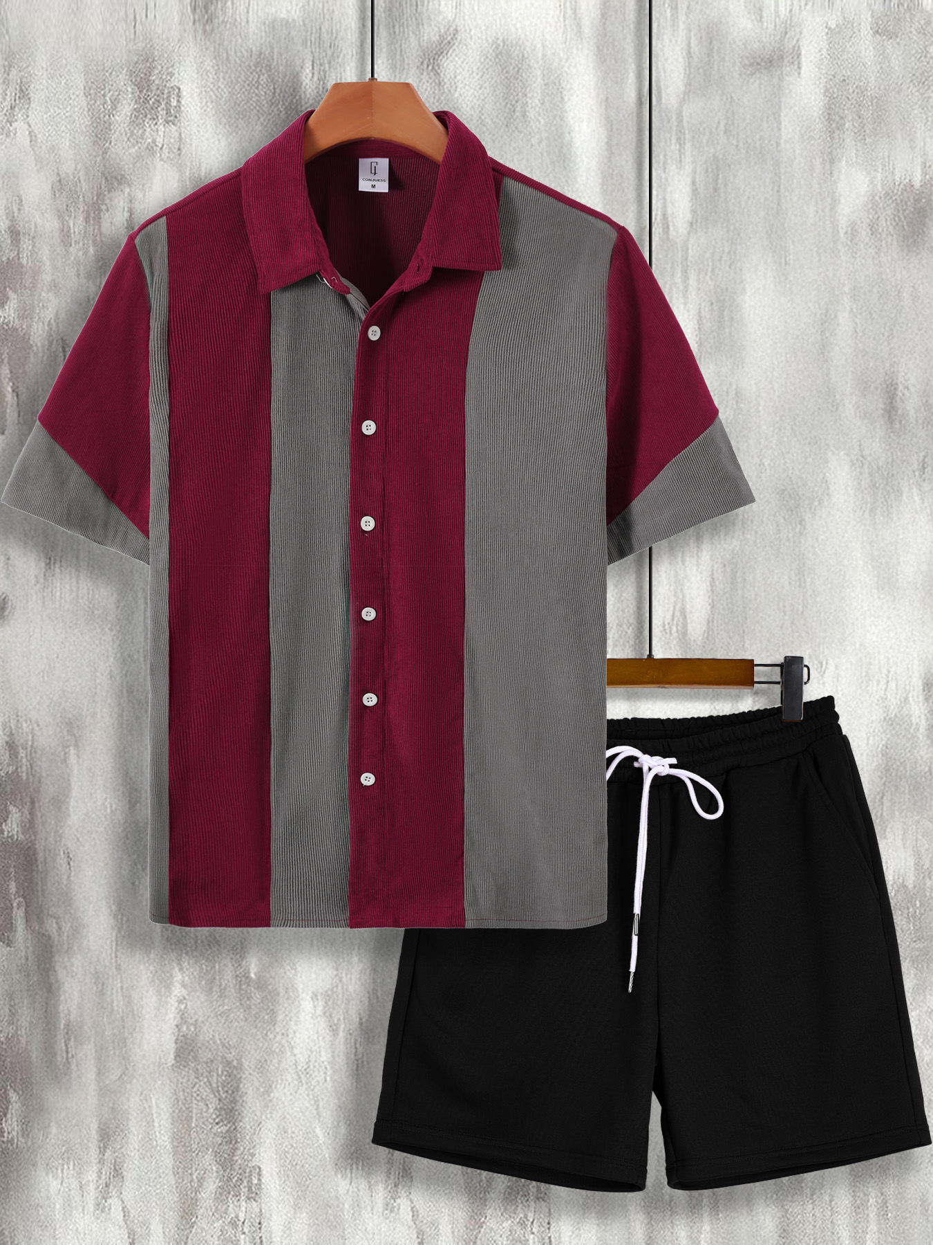 Wine & Beer Shop Photos - Men's Wine Red & Gray Color