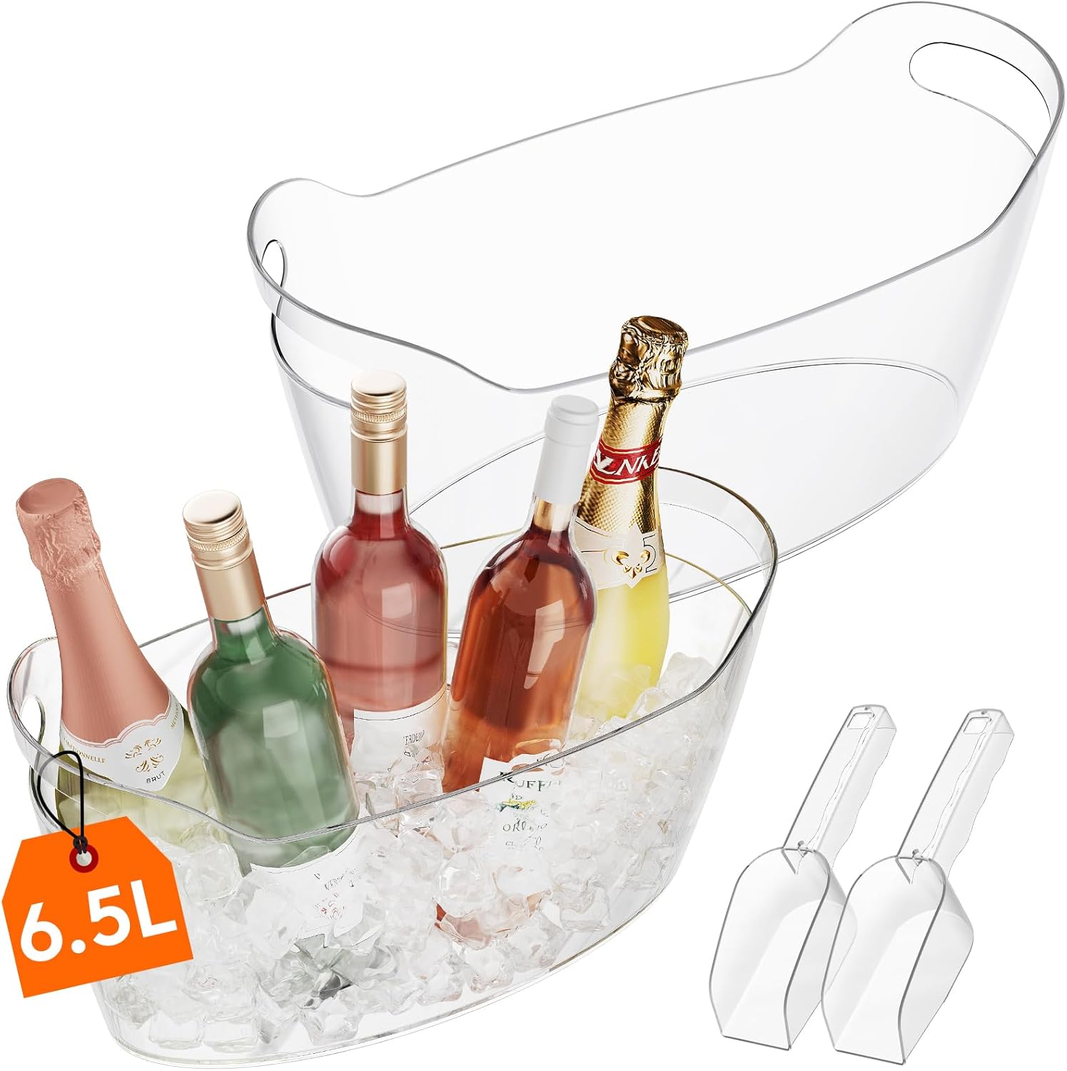 Wine Beer Drink - 6.5L Portable Ice Bucket for Parties,