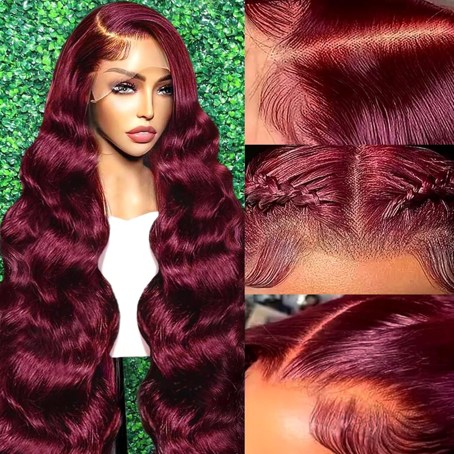 Wine & Beer Shop Photos - 99j Burgundy Lace Front Wig Human