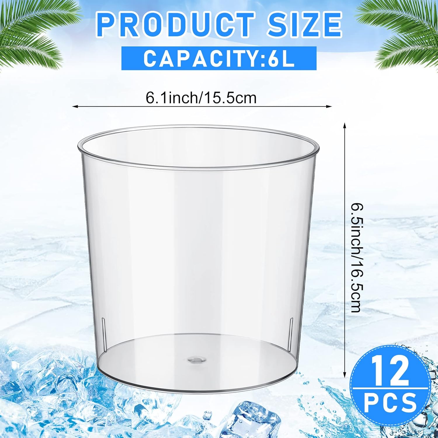 12 Clear Plastic Ice Buckets 6 – Wine Beer Images Bewertung und Preis