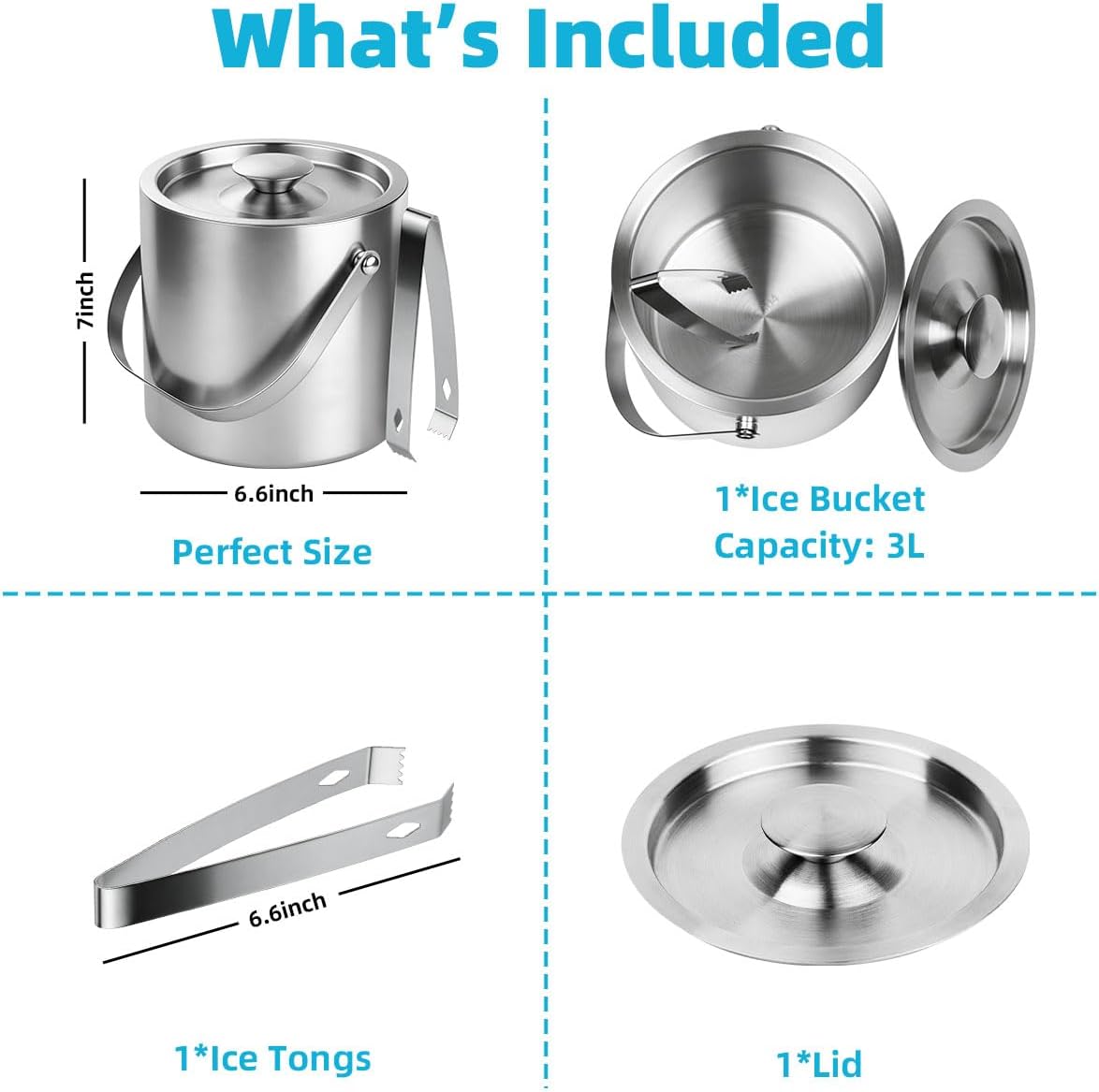 Stainless Steel Ice Bucket - 3 – Wine Beer Images Bewertung und Preis