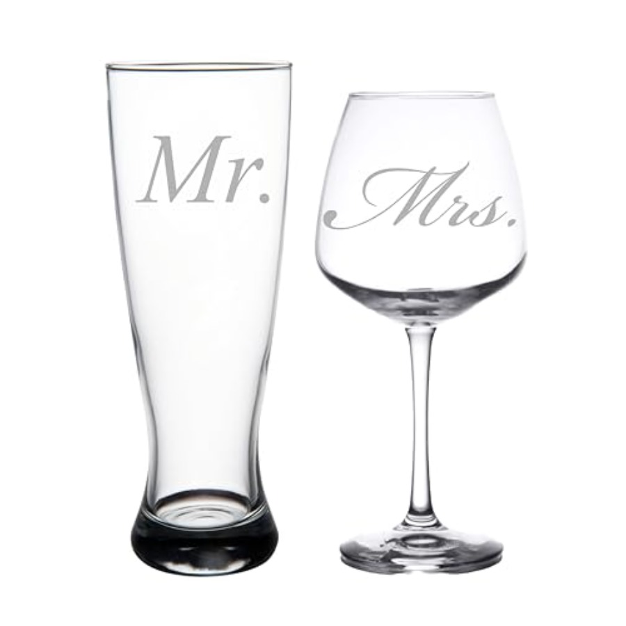 Mr. and Mrs. Wedding Couple Gl – Wine Beer Glass Set Bewertung und Preis