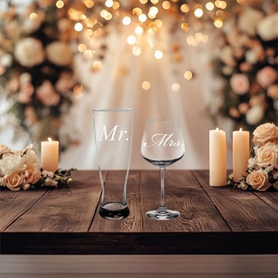 Mr. and Mrs. Wedding Couple Gl – Wine Beer Glass Set Bewertung und Preis