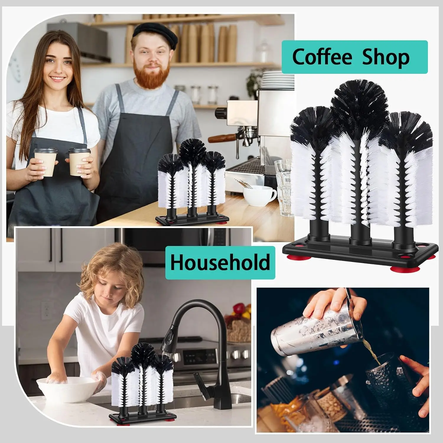 3-Head Cup Washer Brush with S – Wine Beer Images Bewertung und Preis