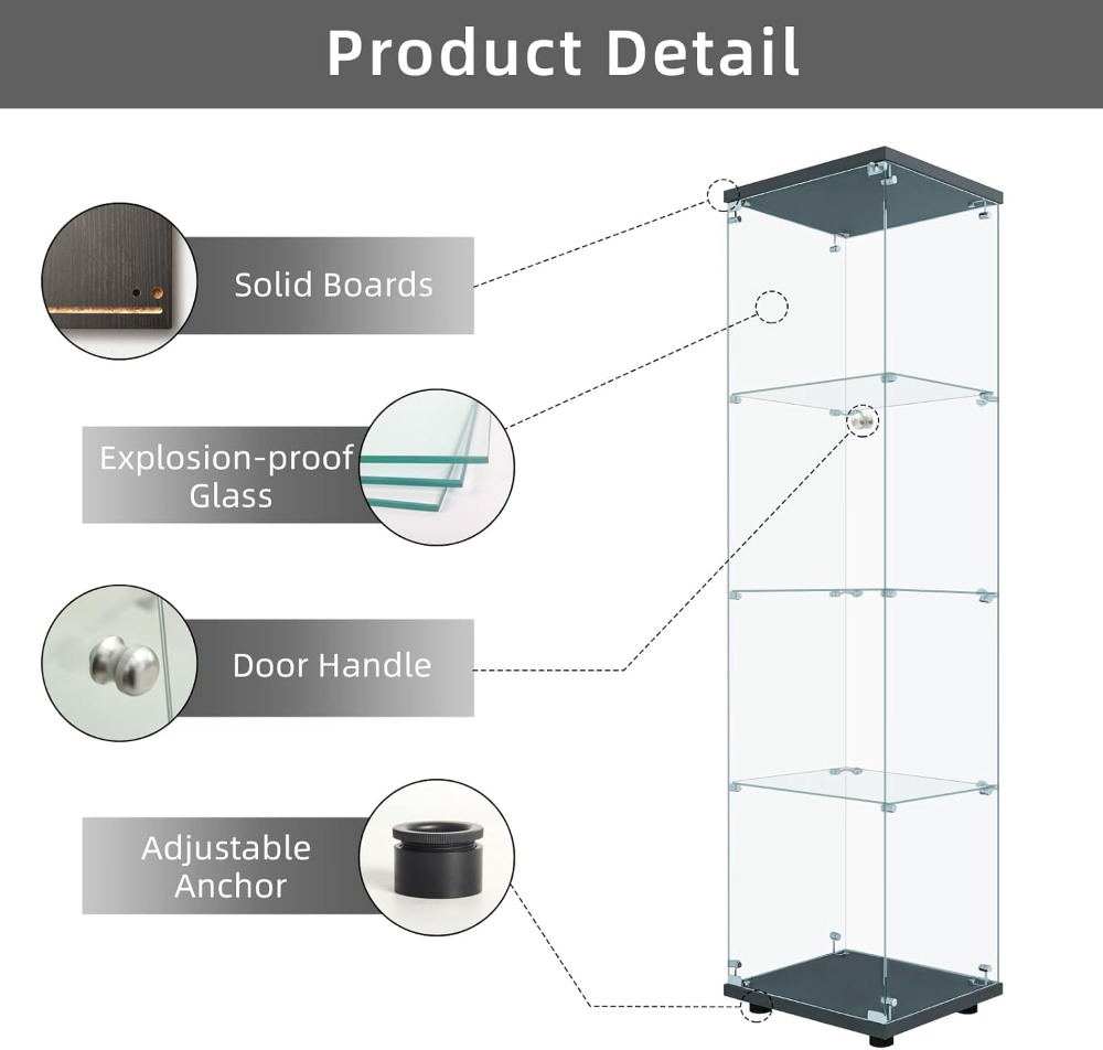 4-Tier Glass Display Cabinet w – Wine & Beer Shop Photos Bewertung und Preis