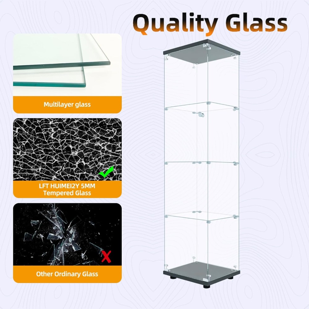 4-Tier Glass Display Cabinet w – Wine & Beer Shop Photos Bewertung und Preis