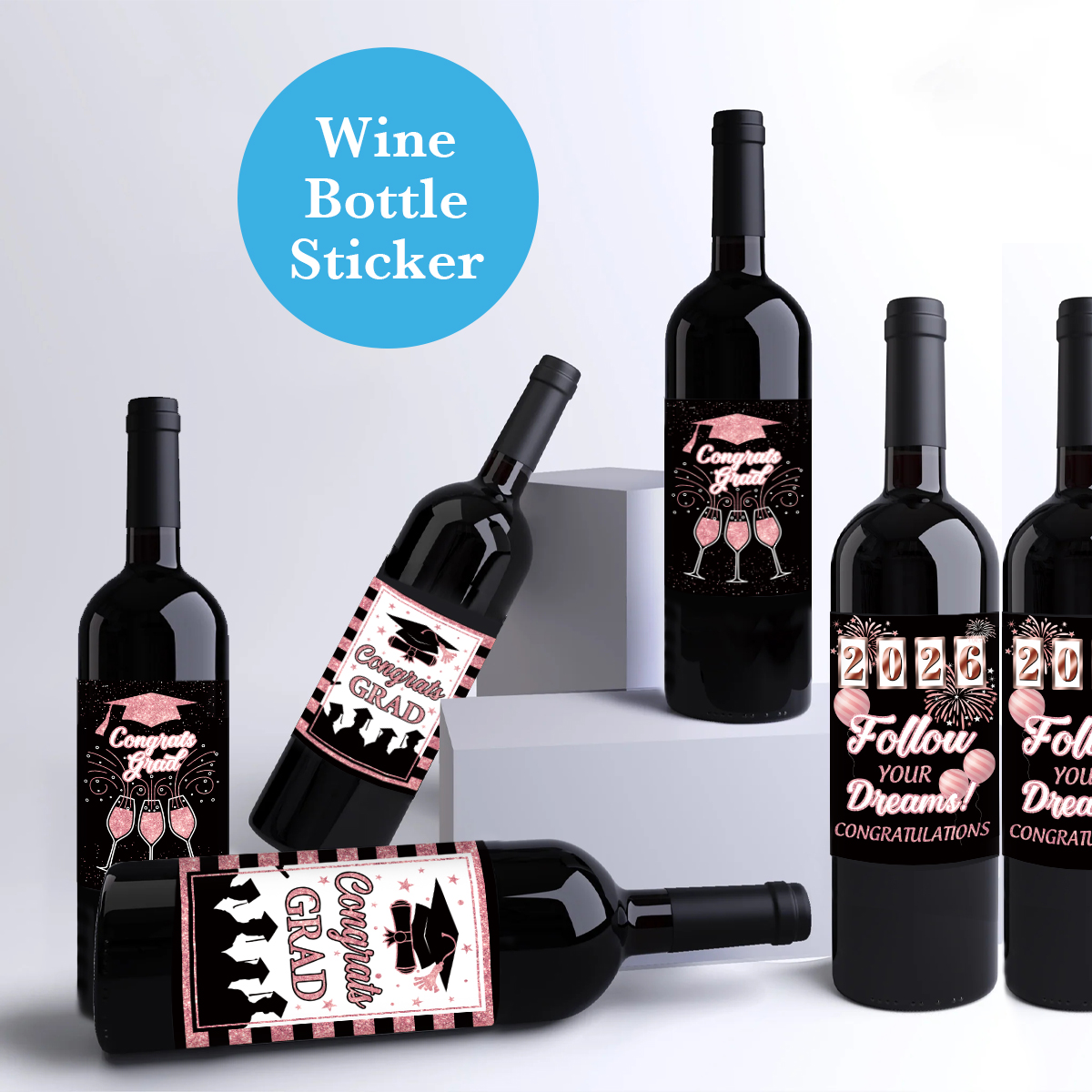 6pcs Congrats Grad Class 2026  – Wine Beer Champagne Bewertung und Preis