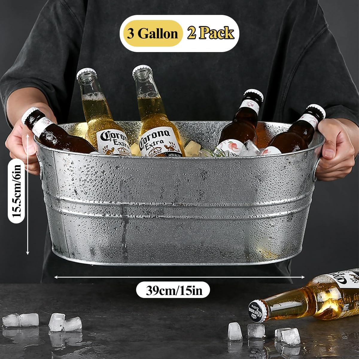 2 Pack Large Galvanized Ice Bu – Wine Beer Images Bewertung und Preis